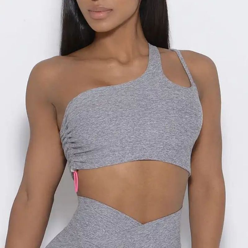 Ladies Seamless Workout Sets With One Shoulder